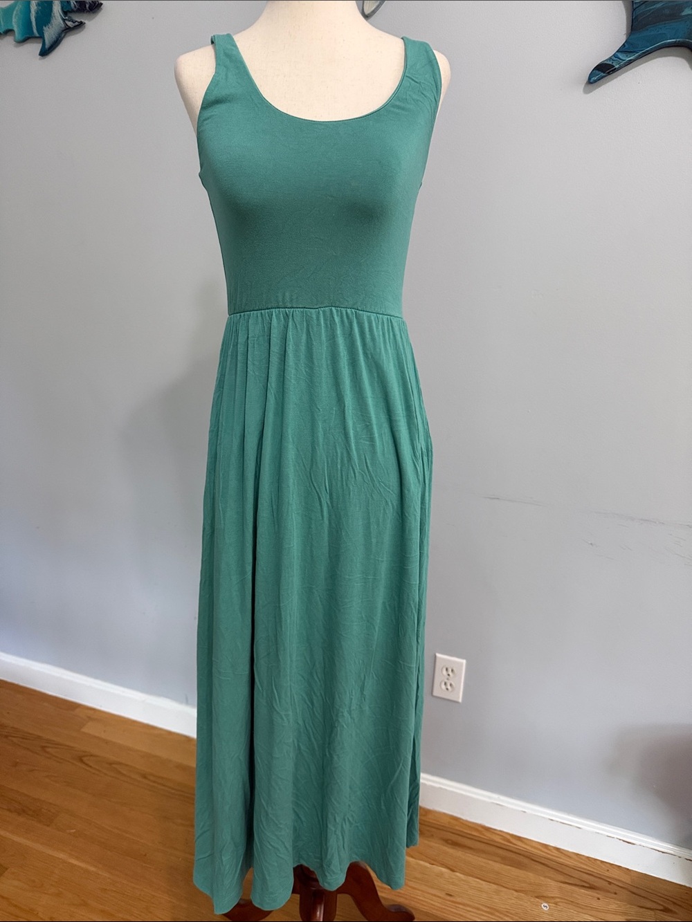 Sleeveless Teal Maxi Dress - Classic Scoop Neck